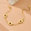 Wholesale Jewelry Stainless Steel Oval Geometric Inlay Tiger Eye Gold Plated Personality Bracelet For Women