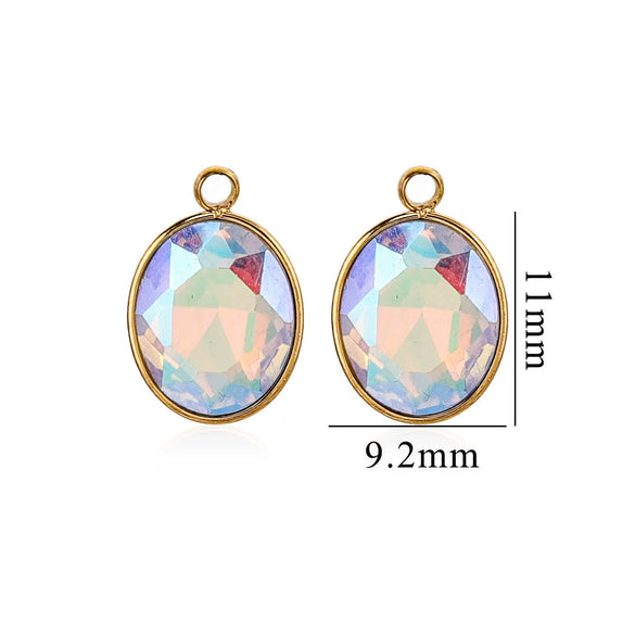 Wholesale Jewelry Stainless Steel Oval Round Fivepointed Star Dropshaped Love Crystal Glass Pendant Earrings Necklace Handmade Electroplating