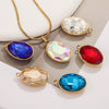 Wholesale Jewelry Stainless Steel Oval Round Fivepointed Star Dropshaped Love Crystal Glass Pendant Earrings Necklace Handmade Electroplating