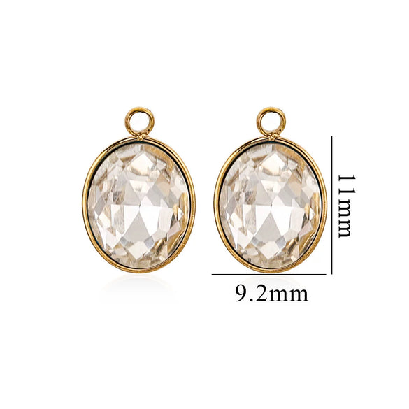 Wholesale Jewelry Stainless Steel Oval Round Fivepointed Star Dropshaped Love Crystal Glass Pendant Earrings Necklace Handmade Electroplating