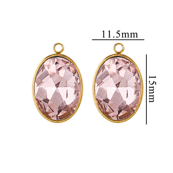 Wholesale Jewelry Stainless Steel Oval Round Fivepointed Star Dropshaped Love Crystal Glass Pendant Earrings Necklace Handmade Electroplating