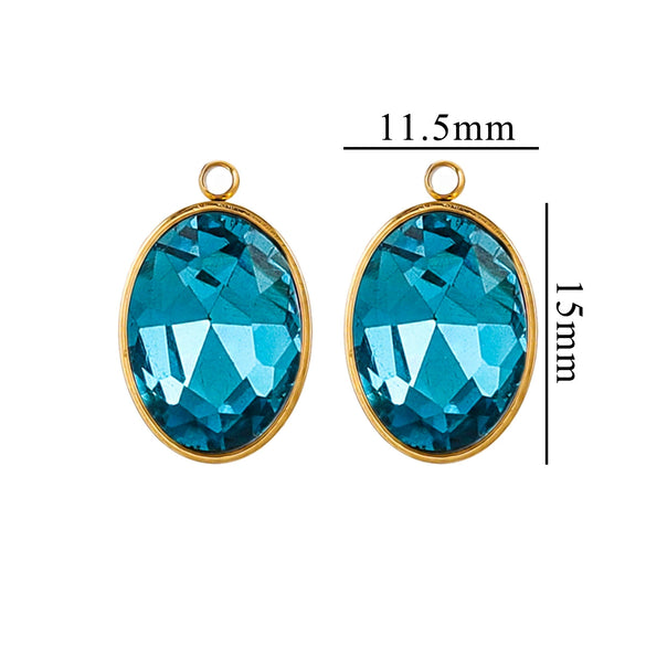 Wholesale Jewelry Stainless Steel Oval Round Fivepointed Star Dropshaped Love Crystal Glass Pendant Earrings Necklace Handmade Electroplating