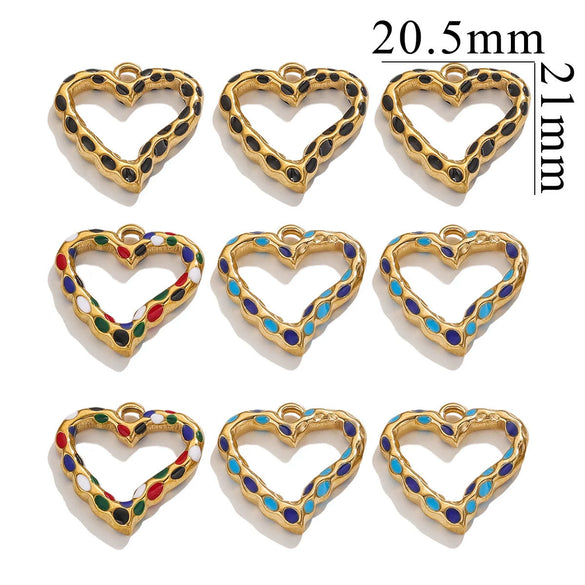 Wholesale Jewelry Stainless Steel Peach Heart Dripping Oil Pendant Necklace