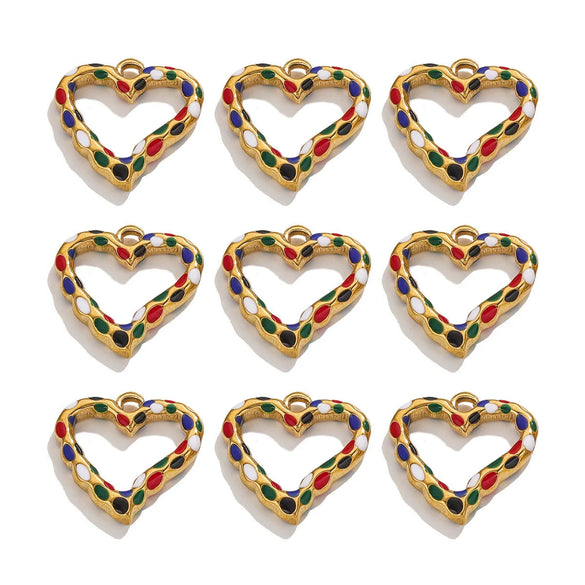 Wholesale Jewelry Stainless Steel Peach Heart Dripping Oil Pendant Necklace
