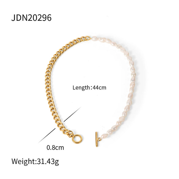 Wholesale Jewelry Stainless Steel Pearl Geometric Electroplating Minimalist Women's Necklace