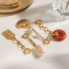 Wholesale Jewelry Stainless Steel Pearl Pendant Electroplating Geometric Women's Jewelry Accessories