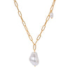 Wholesale Jewelry Stainless Steel Pearl Pendant Necklace Baroque Style 18K Gold Plated Electroplated Specialshaped