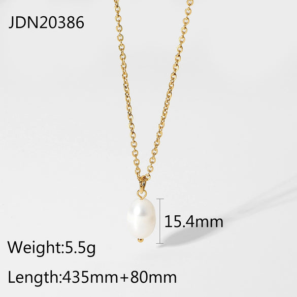 Wholesale Jewelry Stainless Steel Pearl Pendant Necklace 18K Gold Plated For Women
