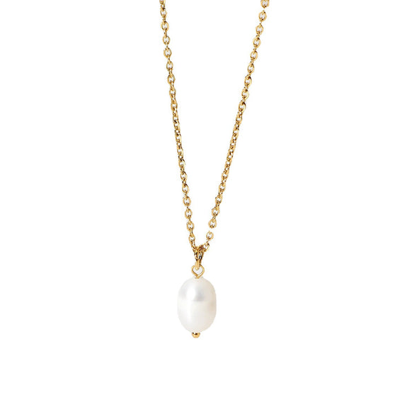 Wholesale Jewelry Stainless Steel Pearl Pendant Necklace 18K Gold Plated For Women