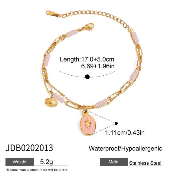 Wholesale Jewelry Stainless Steel Pearl Starfish Conch Rib Shell Pendant Bracelet Electroplated Geometric Light Luxury Minimalist Style For Women