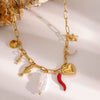 Wholesale Jewelry Stainless Steel Pearl Starfish Heart Animals Zodiac Pendant Necklace Electroplated For Women