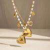 Wholesale Jewelry Stainless Steel Pearl Sunflower Necklace Electroplated