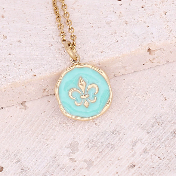 Wholesale Jewelry Stainless Steel Pendant Necklace With Drop Oil Eyes And Cross Moon Design Electroplated
