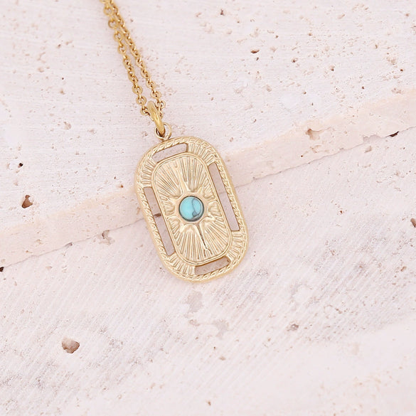 Wholesale Jewelry Stainless Steel Pendant Necklace With Drop Oil Eyes And Cross Moon Design Electroplated