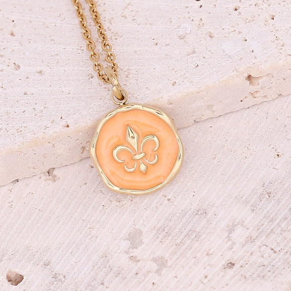 Wholesale Jewelry Stainless Steel Pendant Necklace With Drop Oil Eyes And Cross Moon Design Electroplated