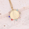 Wholesale Jewelry Stainless Steel Pendant Necklace With Drop Oil Eyes And Cross Moon Design Electroplated