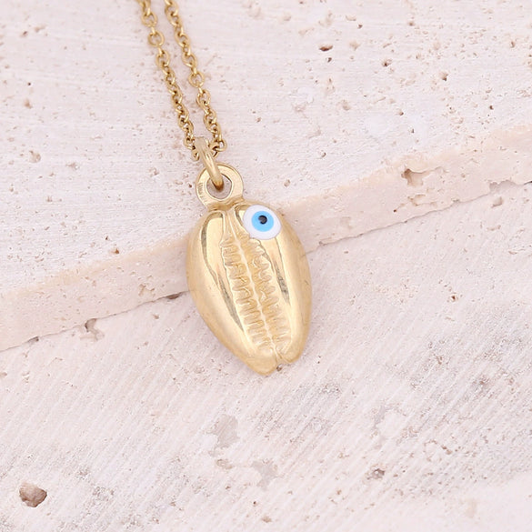 Wholesale Jewelry Stainless Steel Pendant Necklace With Drop Oil Eyes And Cross Moon Design Electroplated