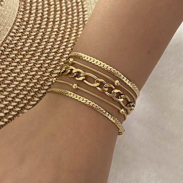 Wholesale Jewelry Stainless Steel Personality Bead Chain Bracelet Electroplated