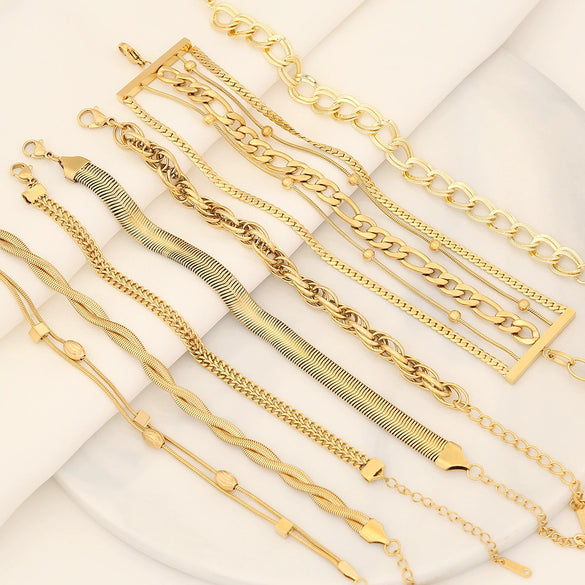 Wholesale Jewelry Stainless Steel Personality Bead Chain Bracelet Electroplated