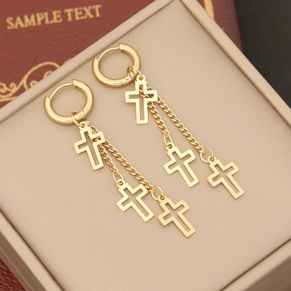 Wholesale Jewelry Stainless Steel Personality Insects And Butterfly Shaped Long Tassel Earrings With Electroplating