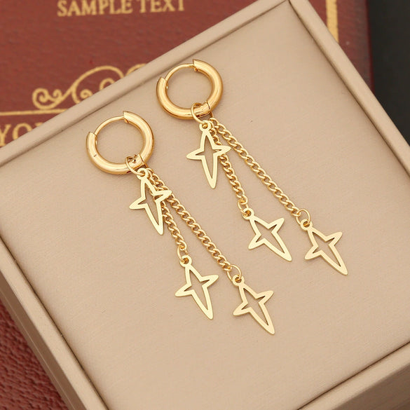 Wholesale Jewelry Stainless Steel Personality Insects And Butterfly Shaped Long Tassel Earrings With Electroplating