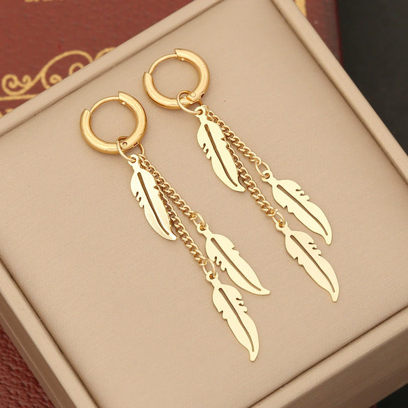 Wholesale Jewelry Stainless Steel Personality Insects And Butterfly Shaped Long Tassel Earrings With Electroplating