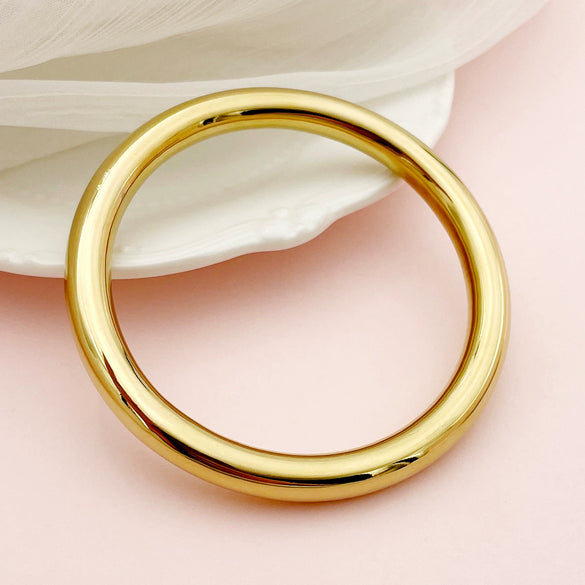 Wholesale Jewelry Stainless Steel Plain Ring Glossy Bracelet Electroplated Light Luxury Minimalist Style For Women
