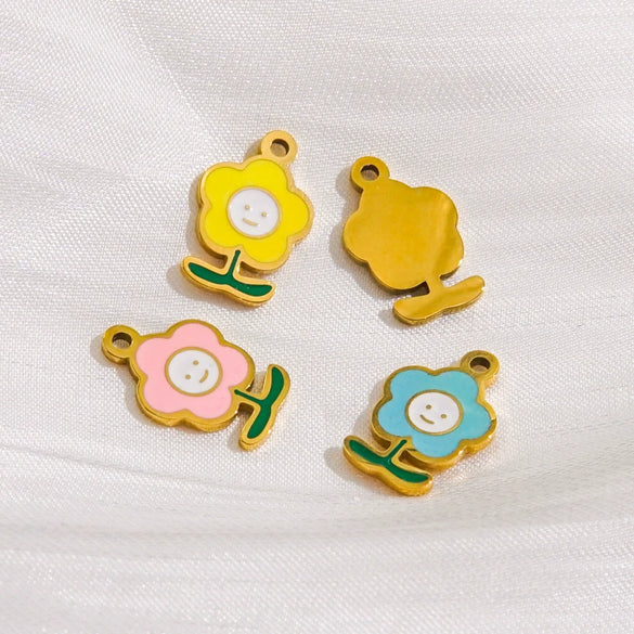 Wholesale Jewelry Stainless Steel Plant Flowers Oil Drop Pendant
