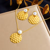 Wholesale Jewelry Stainless Steel Plants And Flowers Ginkgo Square Circle Concave Pendant Earrings Necklace Electroplating