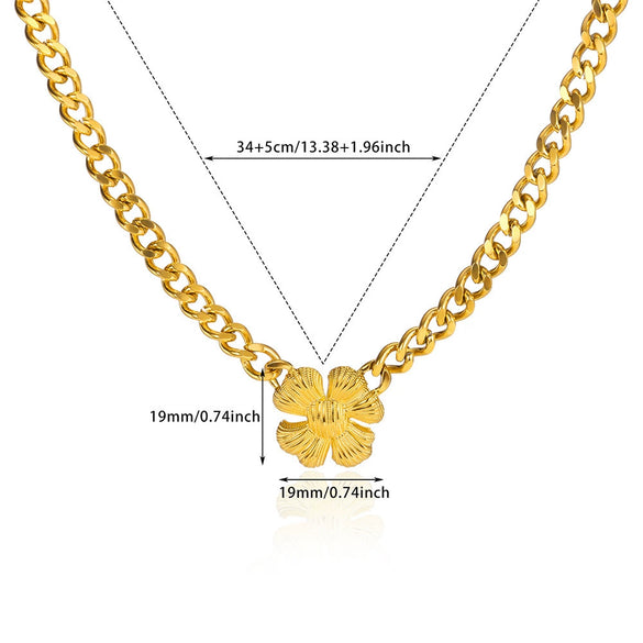 Wholesale Jewelry Stainless Steel Plants And Flowers Style Grinding Chain Electroplated Bracelet Necklace For Women