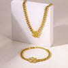 Wholesale Jewelry Stainless Steel Plants And Flowers Style Grinding Chain Electroplated Bracelet Necklace For Women
