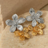 Wholesale Jewelry Stainless Steel Pleated Flower Electroplating Women