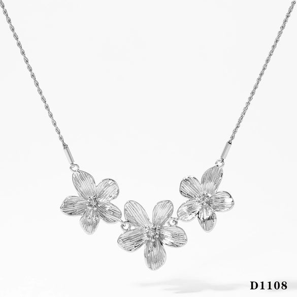Wholesale Jewelry Stainless Steel Pleated Flower Electroplating Women