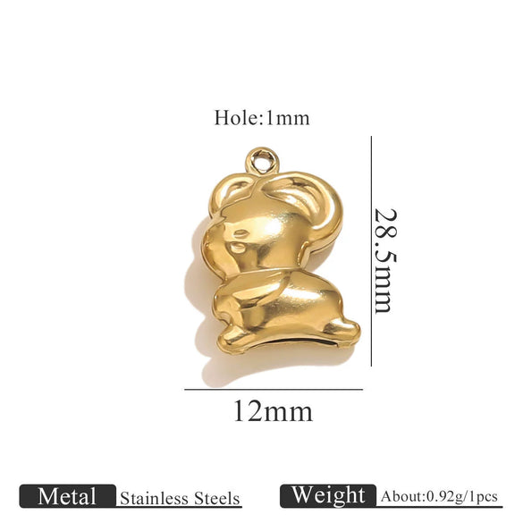 Wholesale Jewelry Stainless Steel Pvd Gold Plated Hollow Ocean Shell Pendant Conch Turtle Animal Shape Bracelet Accessories Charm