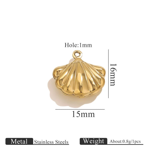 Wholesale Jewelry Stainless Steel Pvd Gold Plated Hollow Ocean Shell Pendant Conch Turtle Animal Shape Bracelet Accessories Charm