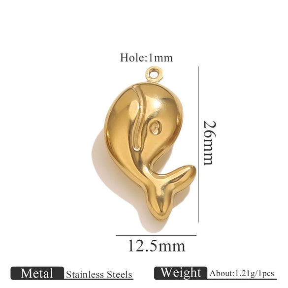 Wholesale Jewelry Stainless Steel Pvd Gold Plated Hollow Ocean Shell Pendant Conch Turtle Animal Shape Bracelet Accessories Charm