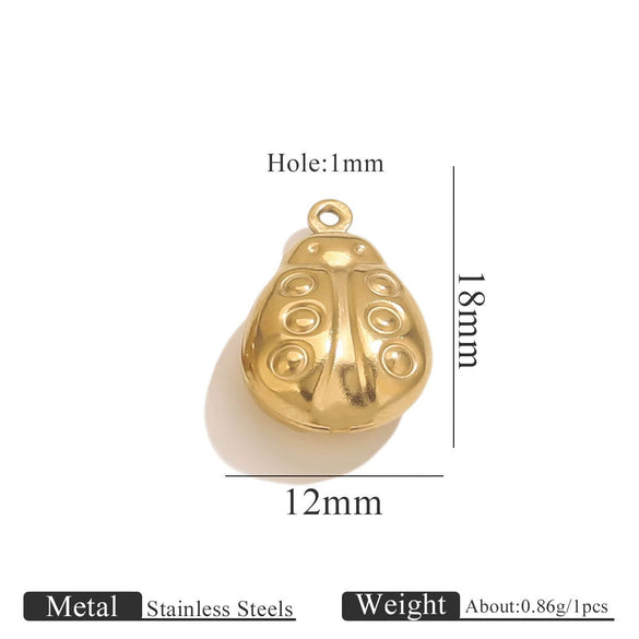 Wholesale Jewelry Stainless Steel Pvd Gold Plated Hollow Ocean Shell Pendant Conch Turtle Animal Shape Bracelet Accessories Charm