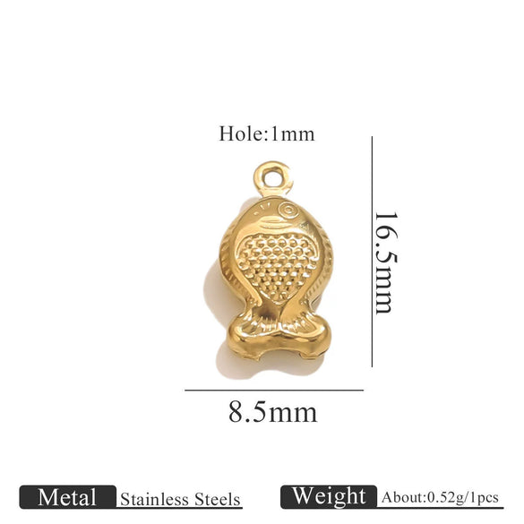 Wholesale Jewelry Stainless Steel Pvd Gold Plated Hollow Ocean Shell Pendant Conch Turtle Animal Shape Bracelet Accessories Charm