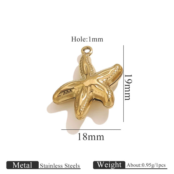 Wholesale Jewelry Stainless Steel Pvd Gold Plated Hollow Ocean Shell Pendant Conch Turtle Animal Shape Bracelet Accessories Charm