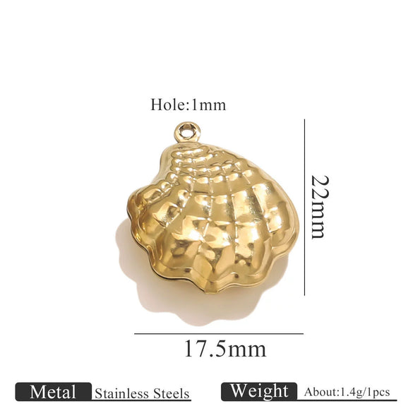 Wholesale Jewelry Stainless Steel Pvd Gold Plated Hollow Ocean Shell Pendant Conch Turtle Animal Shape Bracelet Accessories Charm