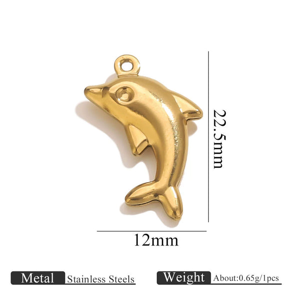 Wholesale Jewelry Stainless Steel Pvd Gold Plated Hollow Ocean Shell Pendant Conch Turtle Animal Shape Bracelet Accessories Charm