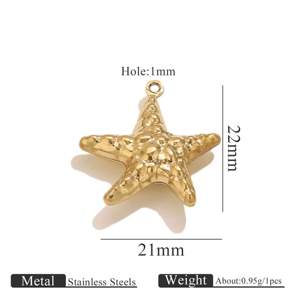 Wholesale Jewelry Stainless Steel Pvd Gold Plated Hollow Ocean Shell Pendant Conch Turtle Animal Shape Bracelet Accessories Charm