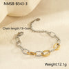 Wholesale Jewelry Stainless Steel Real Gold Geometric Fashion Color Matching Chain Bracelet Necklace