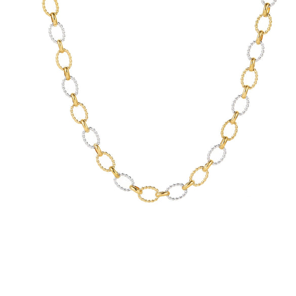 Wholesale Jewelry Stainless Steel Real Gold Geometric Fashion Color Matching Chain Bracelet Necklace