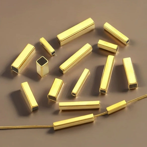 Wholesale Jewelry Stainless Steel Rectangular Square Beaded Handmade Rope Electroplating Accessories