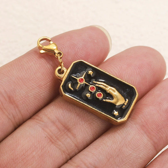 Wholesale Jewelry Stainless Steel Rectangular Tarot Star Band Lobster Buckle With Enamel And Totem Pattern Electroplating Treatment