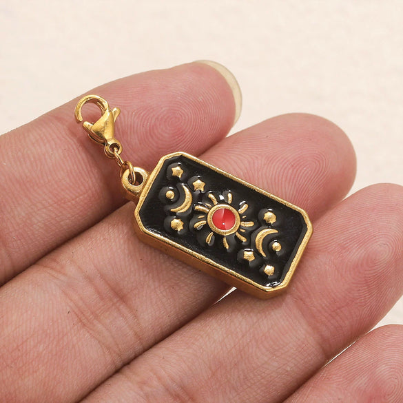 Wholesale Jewelry Stainless Steel Rectangular Tarot Star Band Lobster Buckle With Enamel And Totem Pattern Electroplating Treatment
