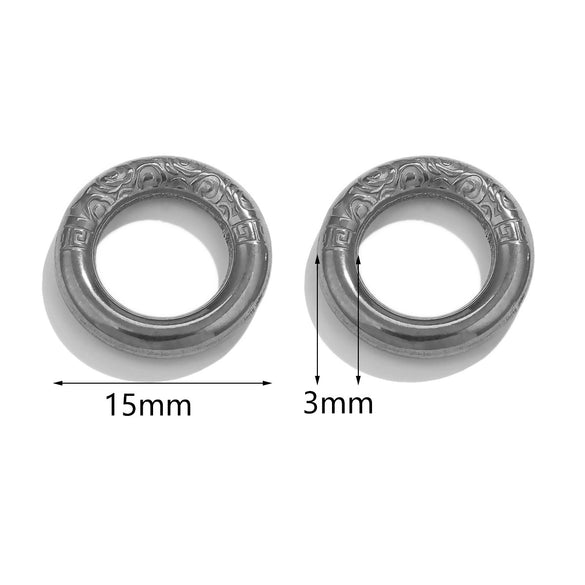 Wholesale Jewelry Stainless Steel Retro Round Ring With Eight Eyes Pattern And Titanium Steel Texture Electroplated Pendant For Earrings And Necklace