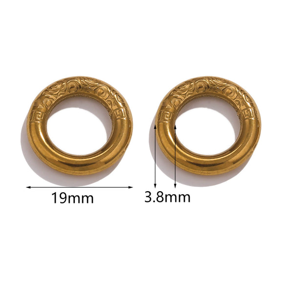 Wholesale Jewelry Stainless Steel Retro Round Ring With Eight Eyes Pattern And Titanium Steel Texture Electroplated Pendant For Earrings And Necklace