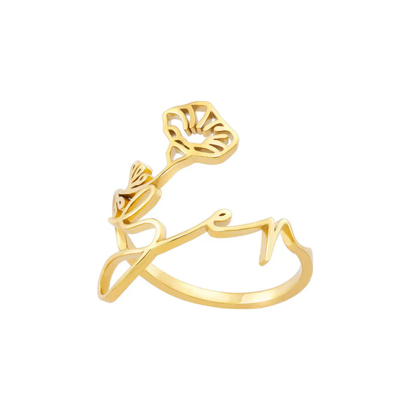 Wholesale Jewelry Stainless Steel Ring With Letters Numbers Text Electroplated
